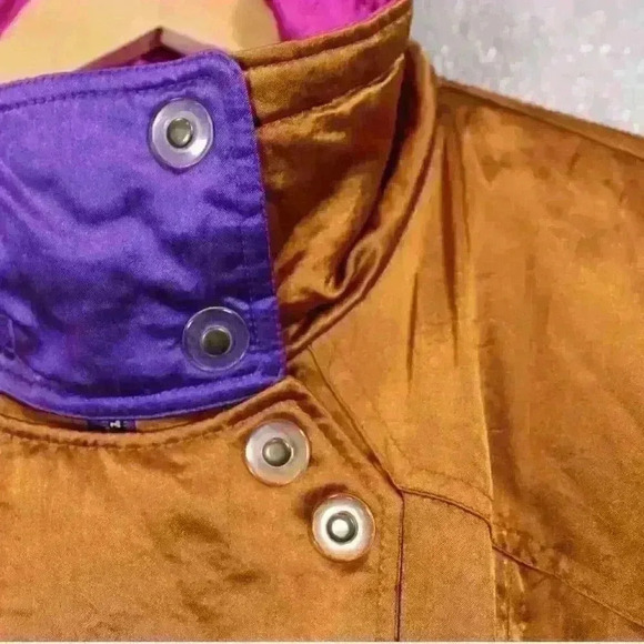 VINTAGE 80s Gerry Ski Snow Coat Metallic Copper Purple Space Age Women Large - Picture 13 of 16